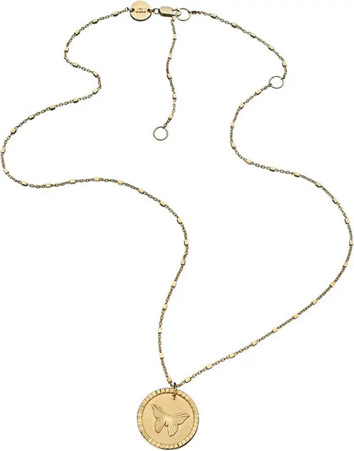 Amelia Butterfly Coin Pendant Necklace | Nordstrom