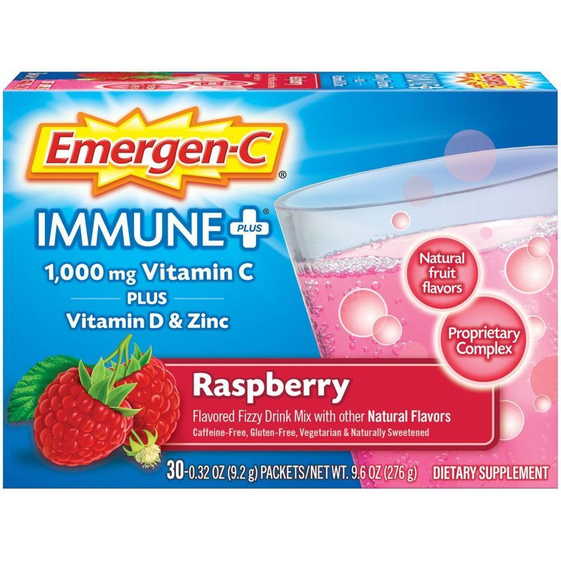 Emergen-C Immune+ Dietary Supplement Powder Drink Mix with Vitamin C - Raspberry - 30ct | Target