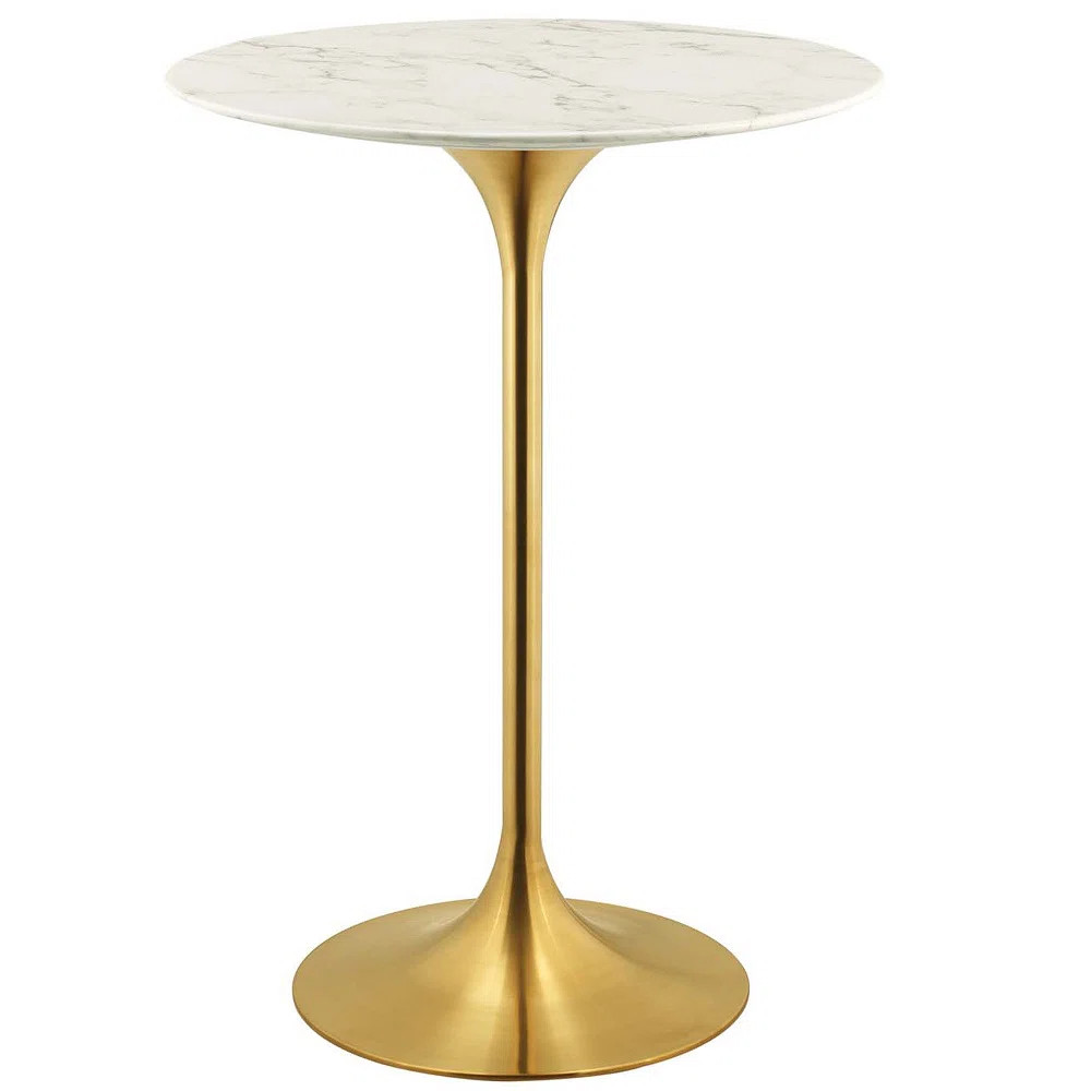 Tazio Round Marble Top Metal Base Dining Table | Wayfair North America