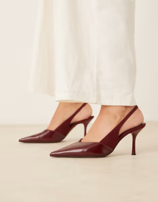 ASOS DESIGN Sabrina slingback stiletto heels in burgundy | ASOS (Global)