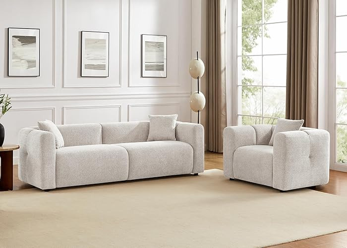 VANOMi Living Room Furniture Sets Include 95" Sofa & 42" Armchairs, Boucle Upholstered Oversized ... | Amazon (US)