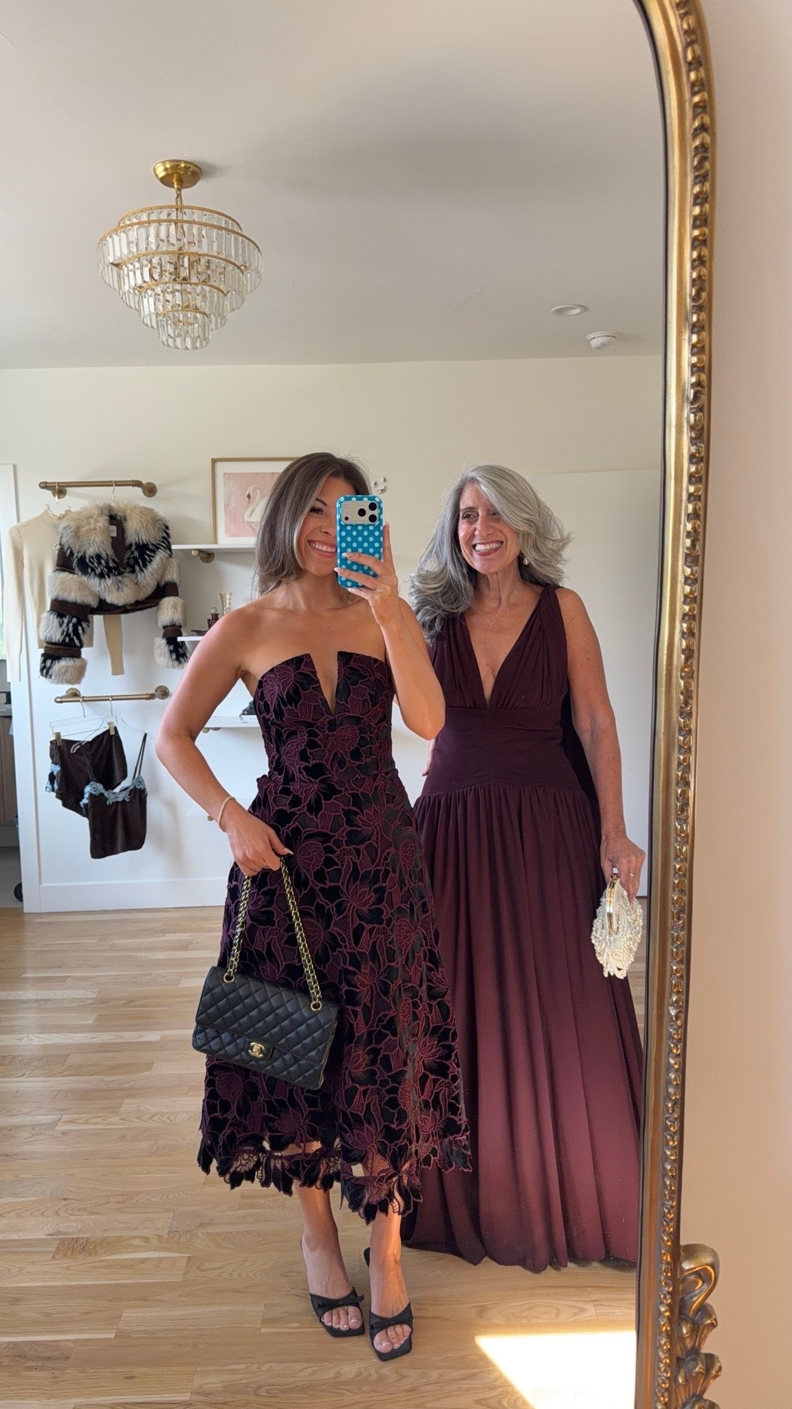 burgundy and black strapless floral lace midi with a V neckline and a full skirt, burgundy sleeveless maxi with a V neckline, a gathered bodice, and a full skirt mom and me wedding guest and mother of the bride dresses 💍

vivrelle: emerson20 

I’m 5’4” and sized down to xs

mom is 5’4” and wears a medium/6

fall wedding guest dresses, wedding guest dresses, cocktail dresses, semi-formal dresses, black tie wedding guest dresses, destination wedding guest dresses, garden party dresses, wedding guest outfit ideas, mom & me outfits, mom & me dresses, matching outfits, mother daughter outfits, family photo outfits, wedding guest dresses, mother of the bride, mother of the groom, wedding guest outfit ideas