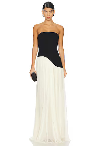 Lovers and Friends Alice Strapless Gown in Black & Cream from Revolve.com | Revolve Clothing (Global)