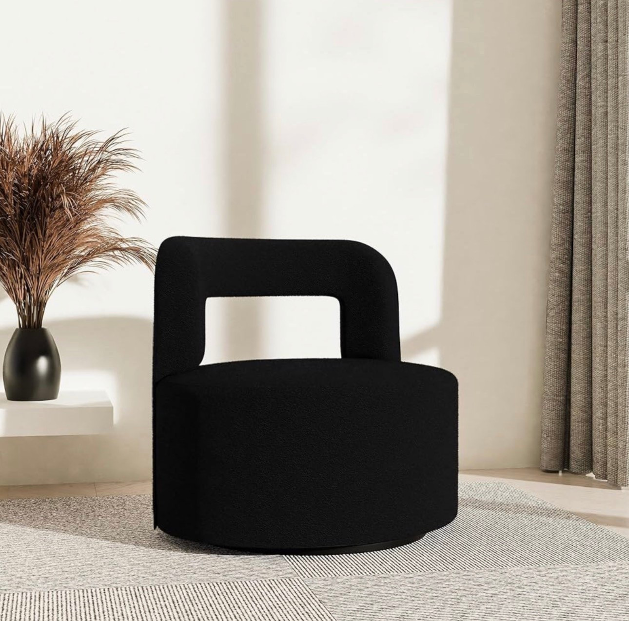 BELLEZE Contemporary Teddy Swivel Chair with Open-Back Design, Cozy Upholstered Accent Chair for Living Room, Bedroom, or Office - 360° Rotating Base - Burke (Black)

#LTKSpringSale #LTKHome #LTKSeasonal