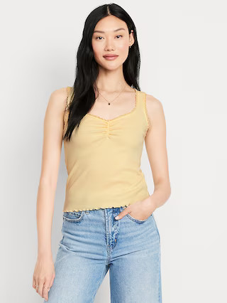 Ribbed Cinched-Front Tank Top | Old Navy (US)