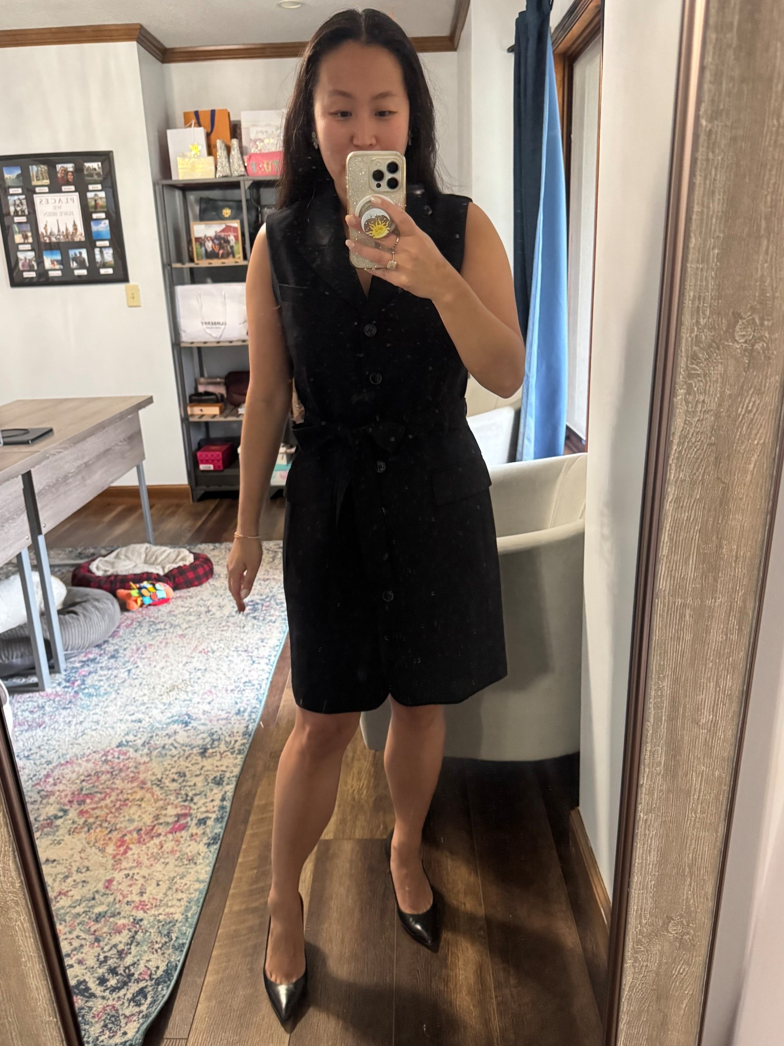 This vest pocket dress is avaiable in regular and petite sizes, and in black and grey. It would look great with a shirt underneath! Fits TTS. 

#LTKSaleAlert #LTKWorkwear #LTKPetite