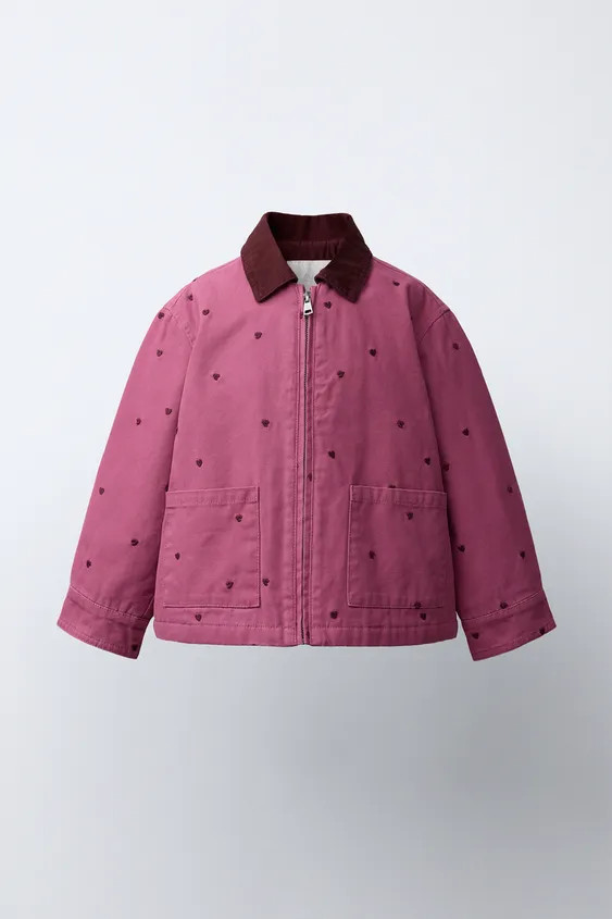 EMBROIDERED HEART CANVAS JACKET | Zara US