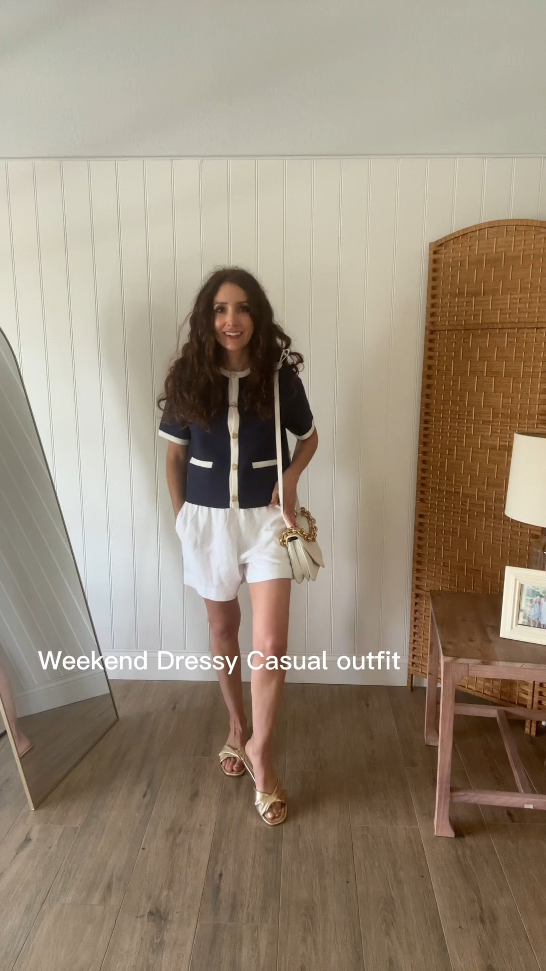 Loving this classic nautical look! The shorts are linen and would be great with a denim jacket too! Love the top as it's sweater material with gold detailing!! Runs true to size. I'm wearing XS in both! 

#LTKFindsUnder100 #LTKSeasonal #LTKTravel