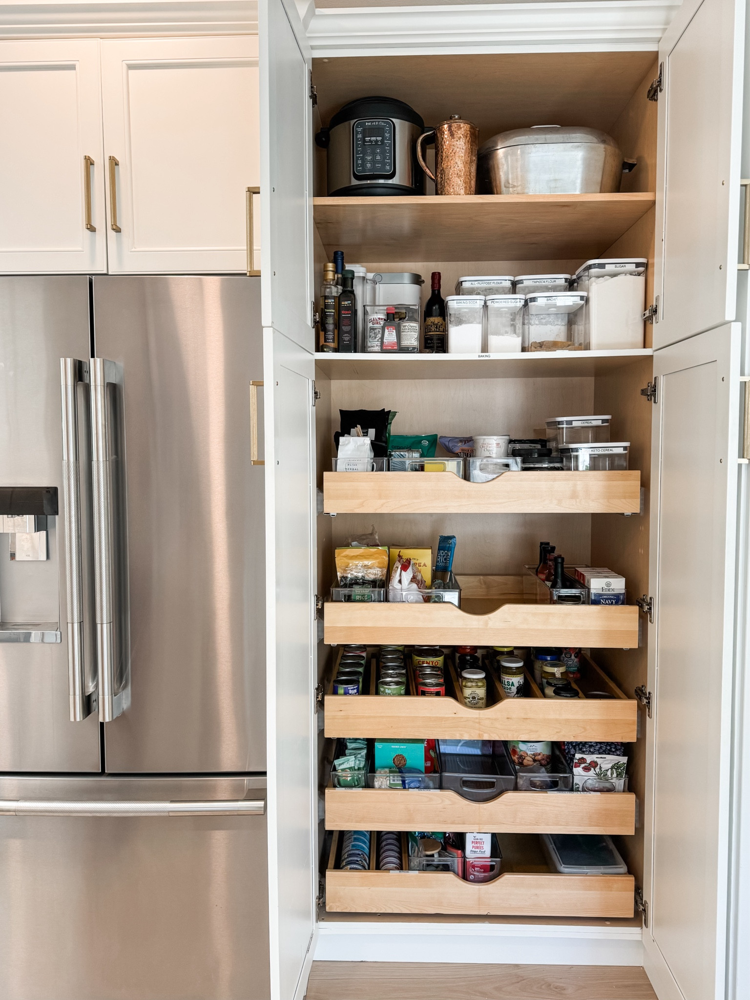 So grateful to do what I love! This is a cabinet pantry we organized yesterday and I woke up to this sweet message from our client…she has been a client for many years!…

“It was so nice being able to see what I have in the pantry! Made a delicious pasta using the sauce and added ingredients I’d normally forget that I had! 
Not only do you make my life more organized, you make it more beautiful as well❣️”

I melted! If you have a pantry like this, check out these easy simple products to get it organized...

#LTKFamily #LTKHome