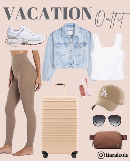 Jet-set in style with these must-have travel essentials and chic vacation outfit #traveloutfit #airportoutfit #vacationoutfit #targetfind #amazonfind #denimjacket #legging #luggage #tanktop #sneaker #lipgloss #simmeroutfit #sephorafind

#LTKstyletip #LTKtravel #LTKFind