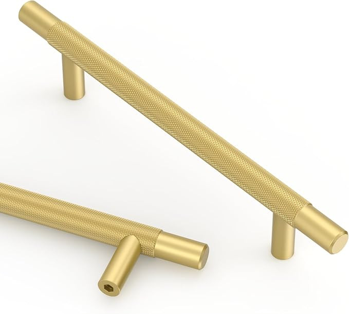Asidrama 10 Pack 5 Inch(128mm) Brushed Gold Knurled Kitchen Cabinet Handles, Cabinet Pulls Kitche... | Amazon (US)