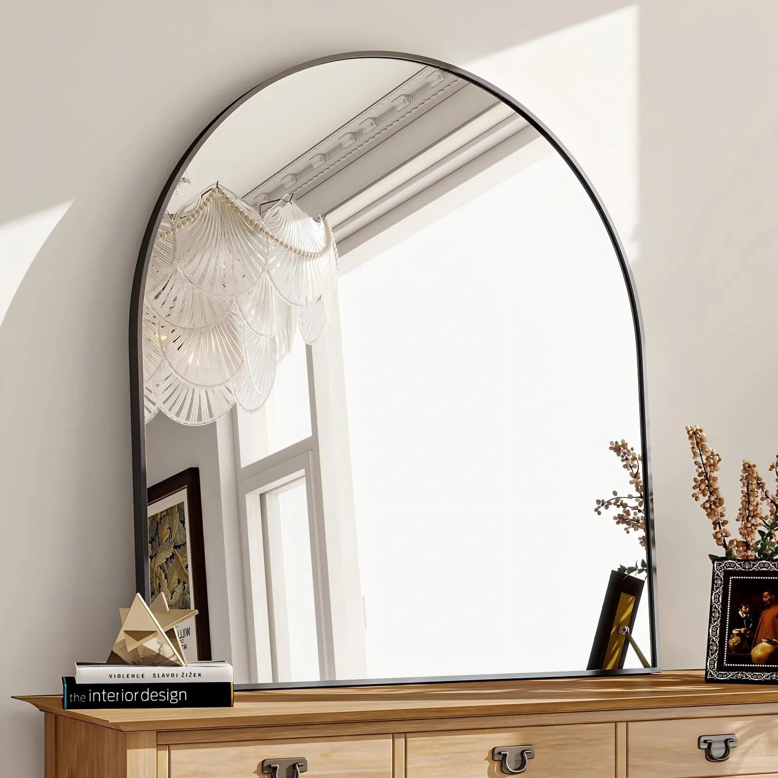 BEAUTYPEAK 31"x 38" Bathroom Mirror Wall Vanity Arched Mirror, Black | Walmart (US)