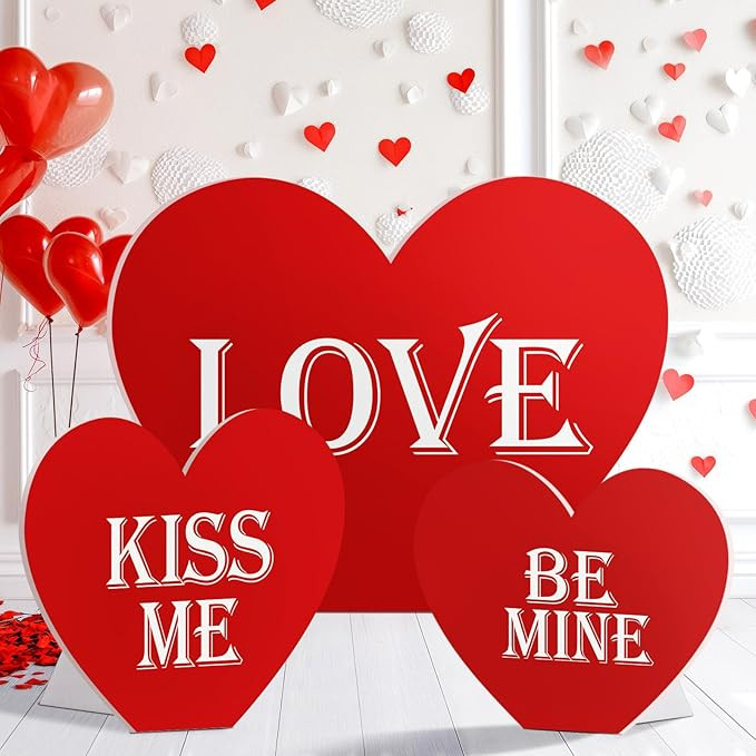 Large Valentine's Day Heart Cardboard Stand Ups Set of 3 Sizes Photo Decoration 24in 36in 46in wi... | Amazon (US)