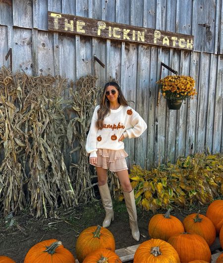 Pumpkin patch outfit -- pumpkin sweater (wearing size medium/large) and ruffle tiered mini skirt (small) 

Fall fashion | fall outfit ideas | cozy fall outfits 

#LTKSeasonal #LTKHalloween #LTKfindsunder50