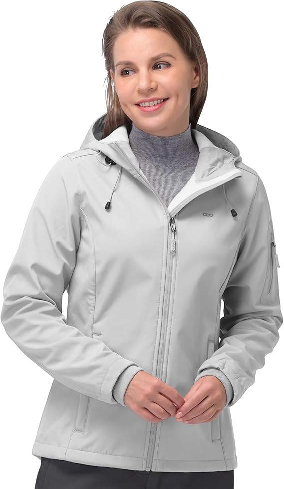 33,000ft Women's Softshell Jacket, Fleece Lined Warm Jacket Light Hooded Windproof Coat for Outdo... | Amazon (US)
