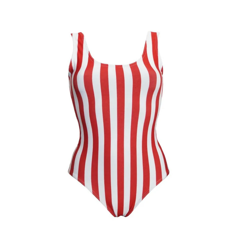 Red And White Vertical Stripe Swimsuit Bodysuit Swimwear | Etsy (US)