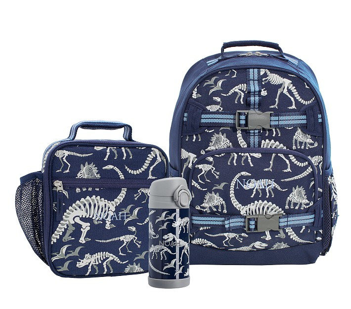 Mackenzie Navy Dino Bones Glow-in-the-dark Backpack & Lunch Bundle, Set Of 3 | Pottery Barn Kids