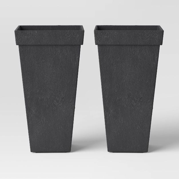 2pk Recycled Tapered Square Self-Watering Planters Black - Smith & Hawken™ | Target