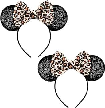 FANYITY Mouse Costume Ears,2 Pcs Mouse Ears Headbands for Girls & Women Party,Size Free (Leopard ... | Amazon (US)