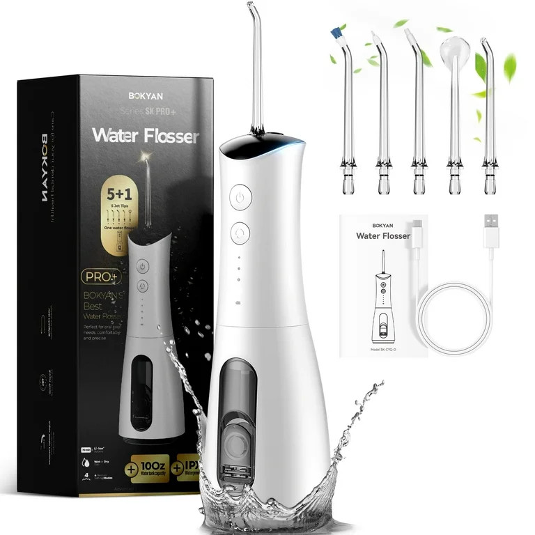 Bokyan Water Flosser for Teeth, cordless 300 ml Portable Oral Irrigator, Electric Flossing Cleane... | Walmart (US)