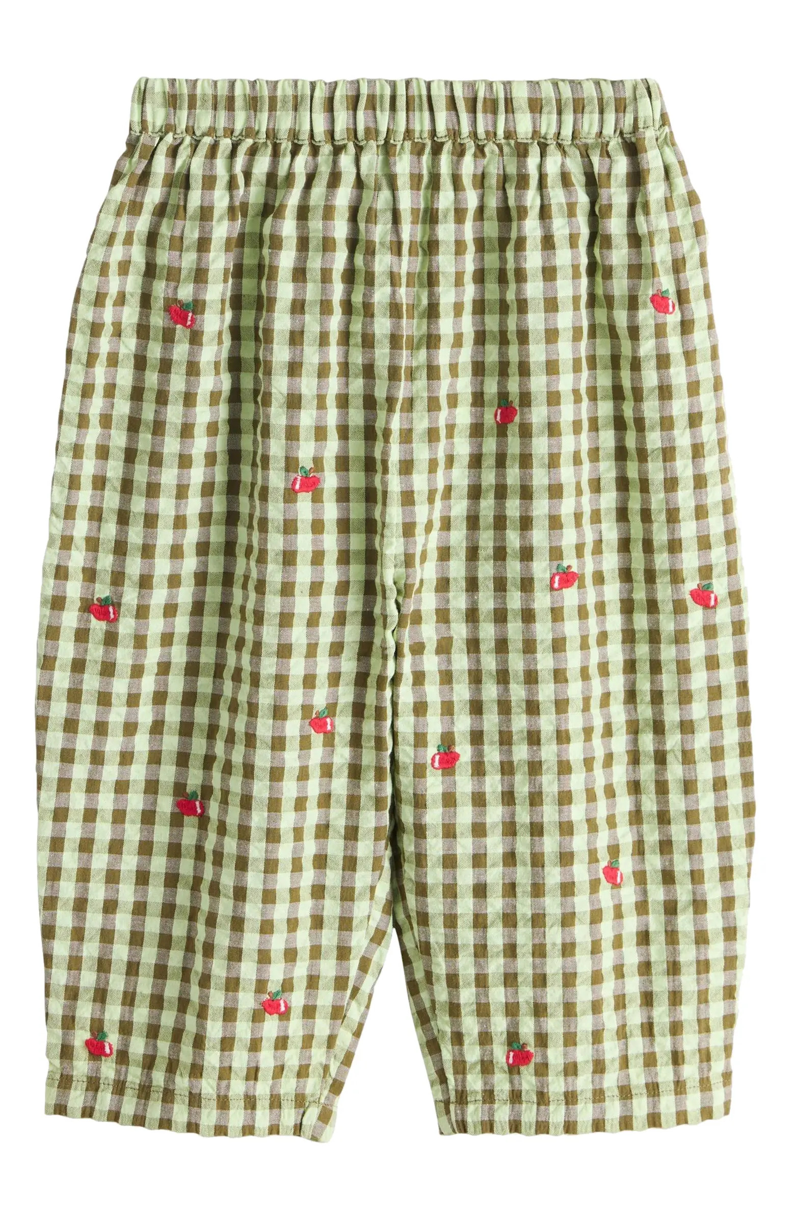 Kids' Embroidered Cotton Gingham Pants | Nordstrom