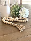 Wood Bead Garland Farmhouse Rustic Country Beads with Tassel, Home Decoration, Wall Hanging, Prayer  | Amazon (US)