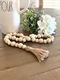 Wood Bead Garland Farmhouse Rustic Country Beads with Tassel, Home Decoration, Wall Hanging, Prayer  | Amazon (US)