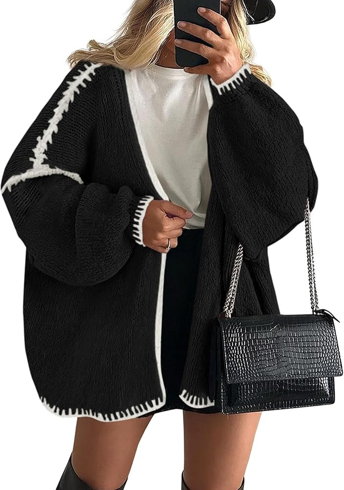 PRETTYGARDEN Womens Oversized Cardigan Sweaters 2026 Fall Long Lantern Sleeve Knit Open Front Lig... | Amazon (US)