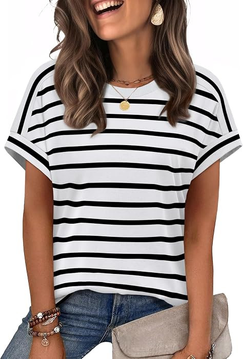 WIHOLL Womens Tops Short Sleeve Shirts Summer Outfits 2026 Spring Dressy Casual Clothes Clothing | Amazon (US)