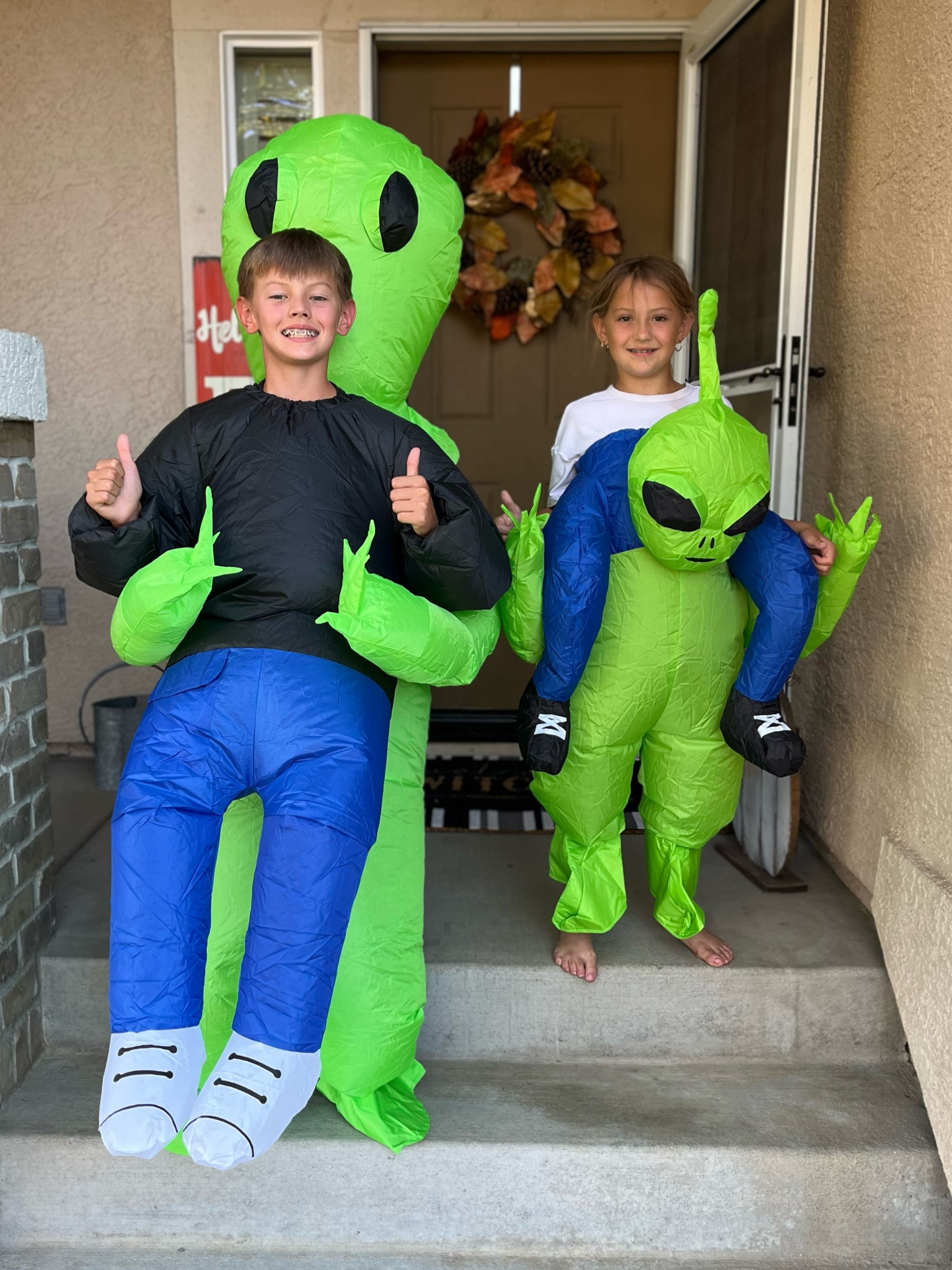 Inflatable Halloween costumes are all the rage! These hilarious alien costumes are affordable and quick ship. Both are under $40. My son is wearing an adult size, he’s about 5’1”. My daughter is wearing the youth size. 

#LTKkids #LTKparties #LTKHalloween