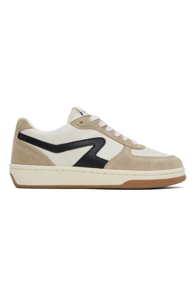 Taupe & Off-White Retro Court Sneakers | SSENSE