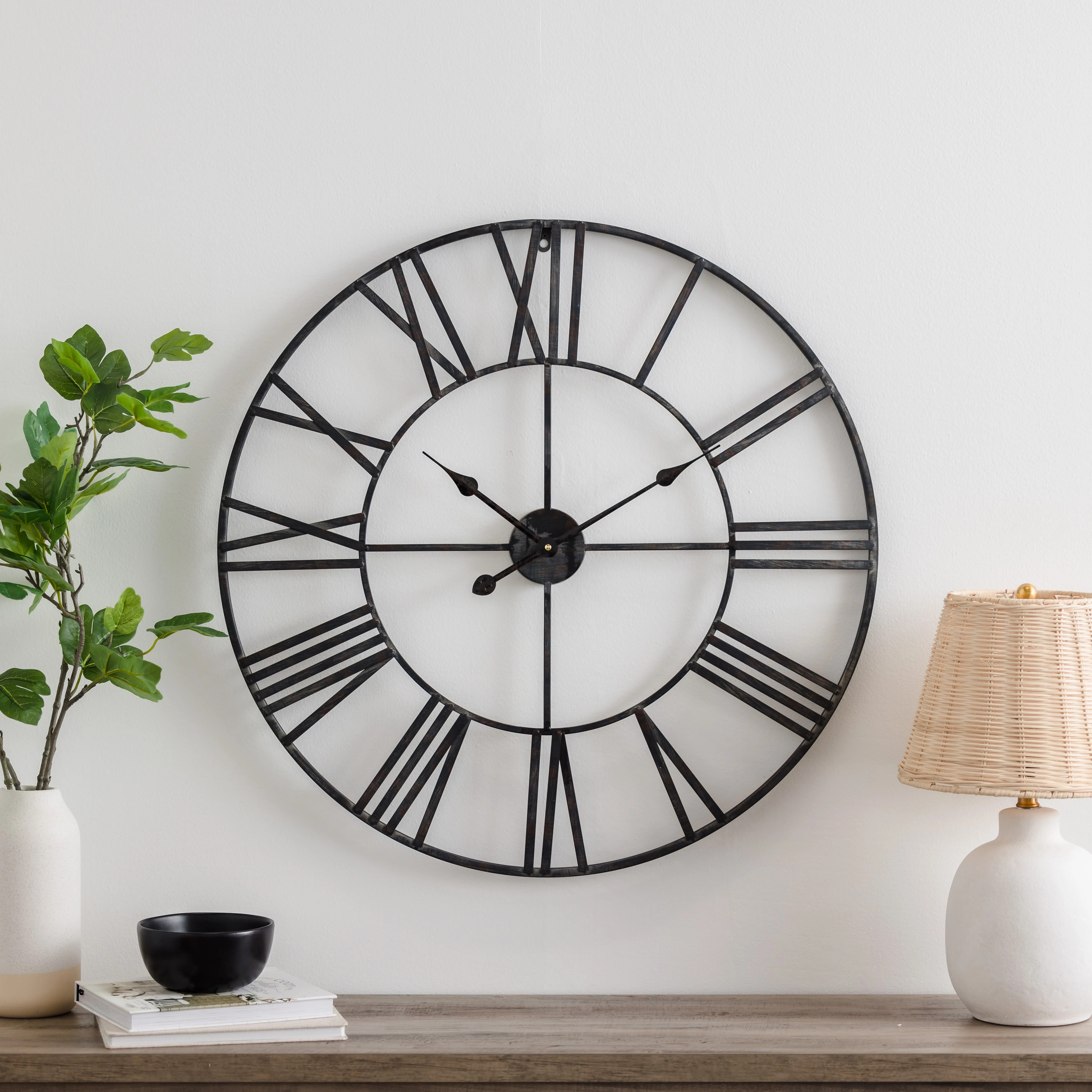 Solange Round Metal Farmhouse Wall Clock | Wayfair North America