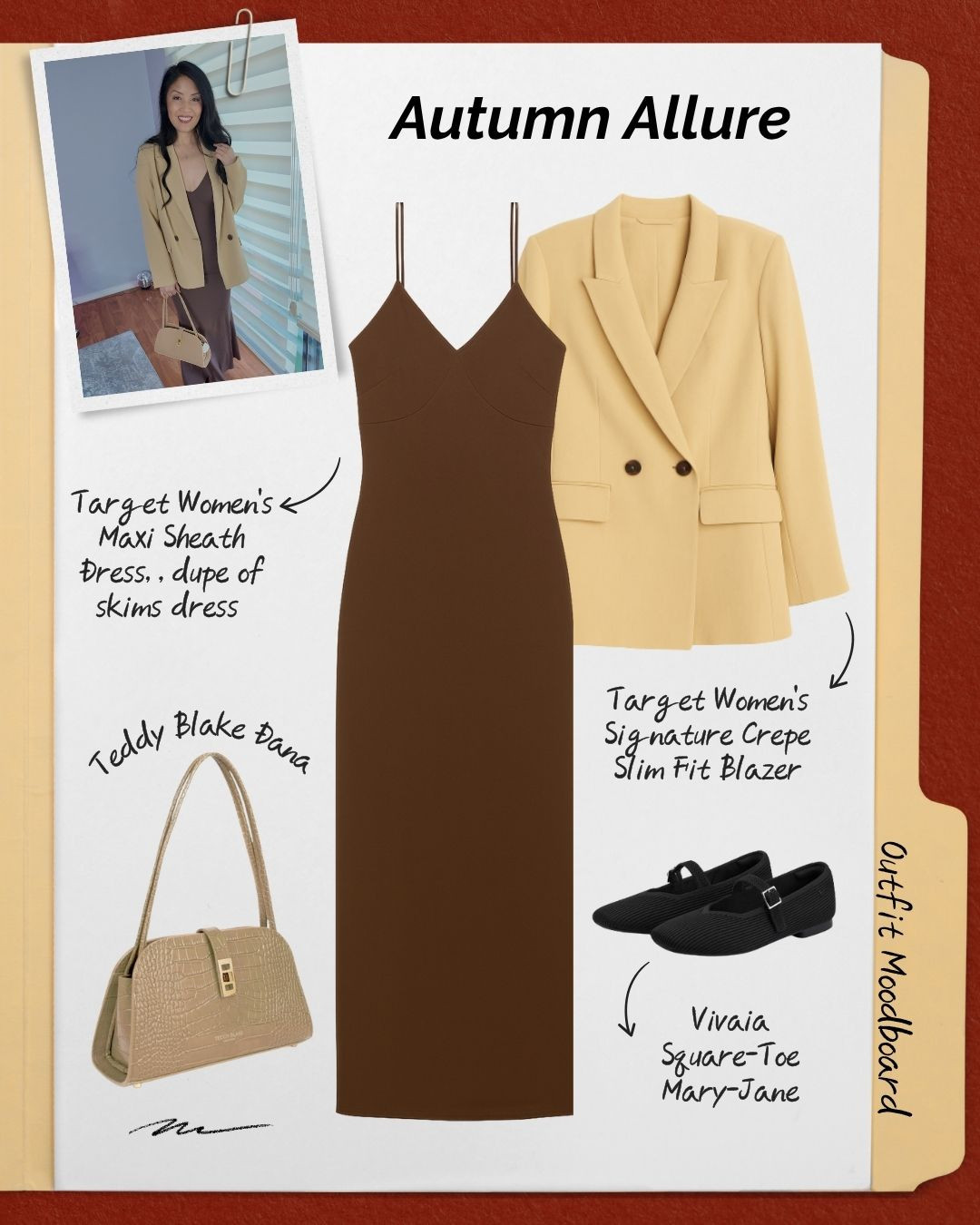 ✨ Effortless Layers, Timeless Chic ✨
A sleek fitted dress lays the foundation, elevated by the Target Tan Crepe Blazer for a touch of polish. Paired with Vivaia Mary Jane shoes and finished with the Teddy Blake Dana bag, this look strikes the perfect balance of confidence, versatility, and classic style. 🖤✨

👉 Shop the full outfit now on my LTK 

 #LTKSeasonal #LTKStyleTip #LTKWorkwear