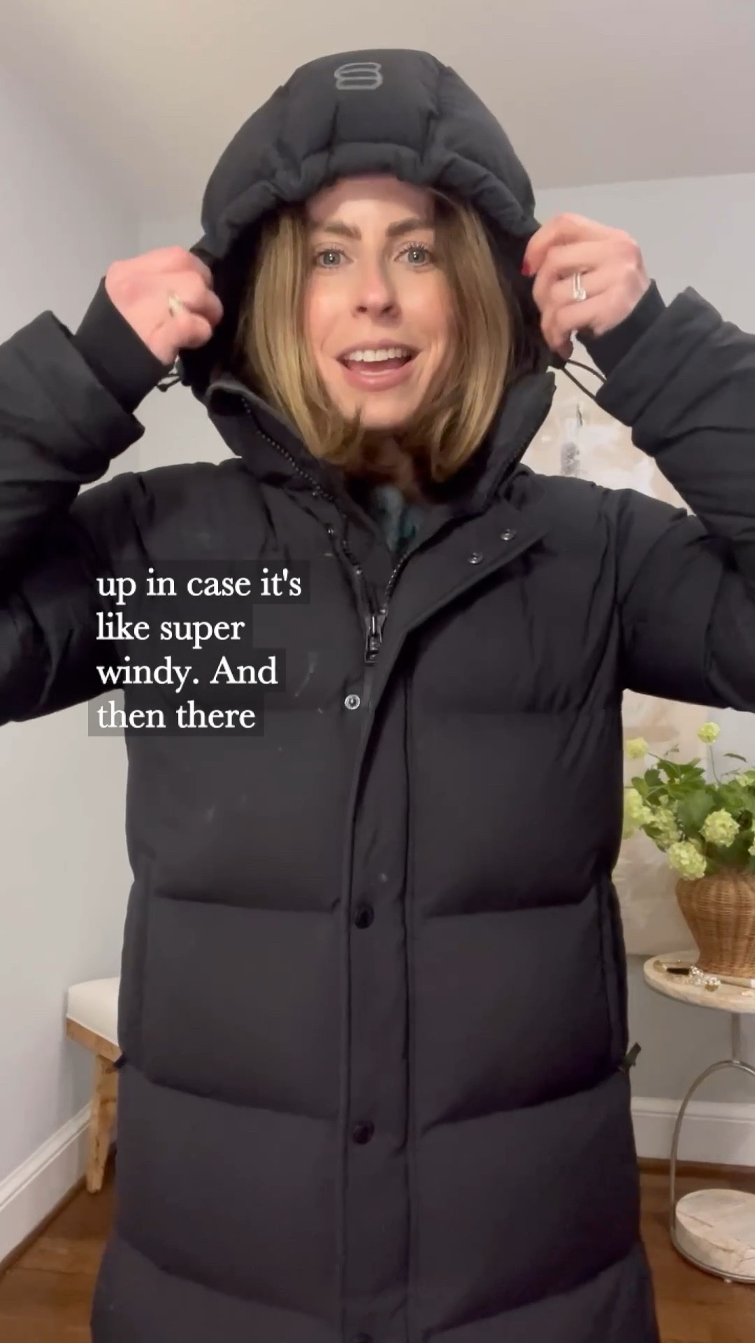 Aritzia Super Puff Long
Wearing my normal size in the regular length. 
Puffer coat for winter
Black puffer coat