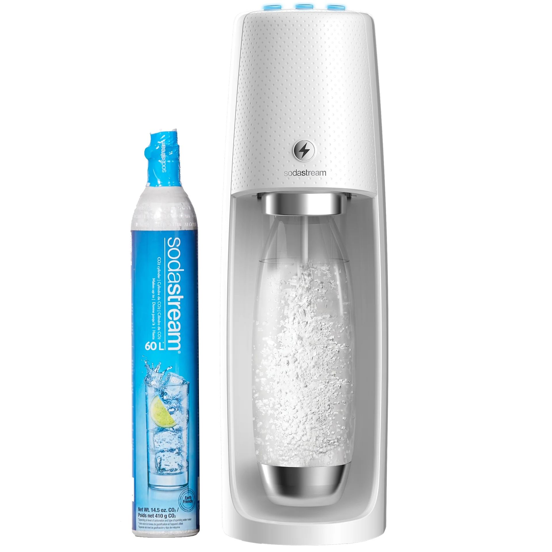 SodaStream One Touch Sparkling Water Maker (White) with CO2 and BPA free Bottle - Walmart.com | Walmart (US)