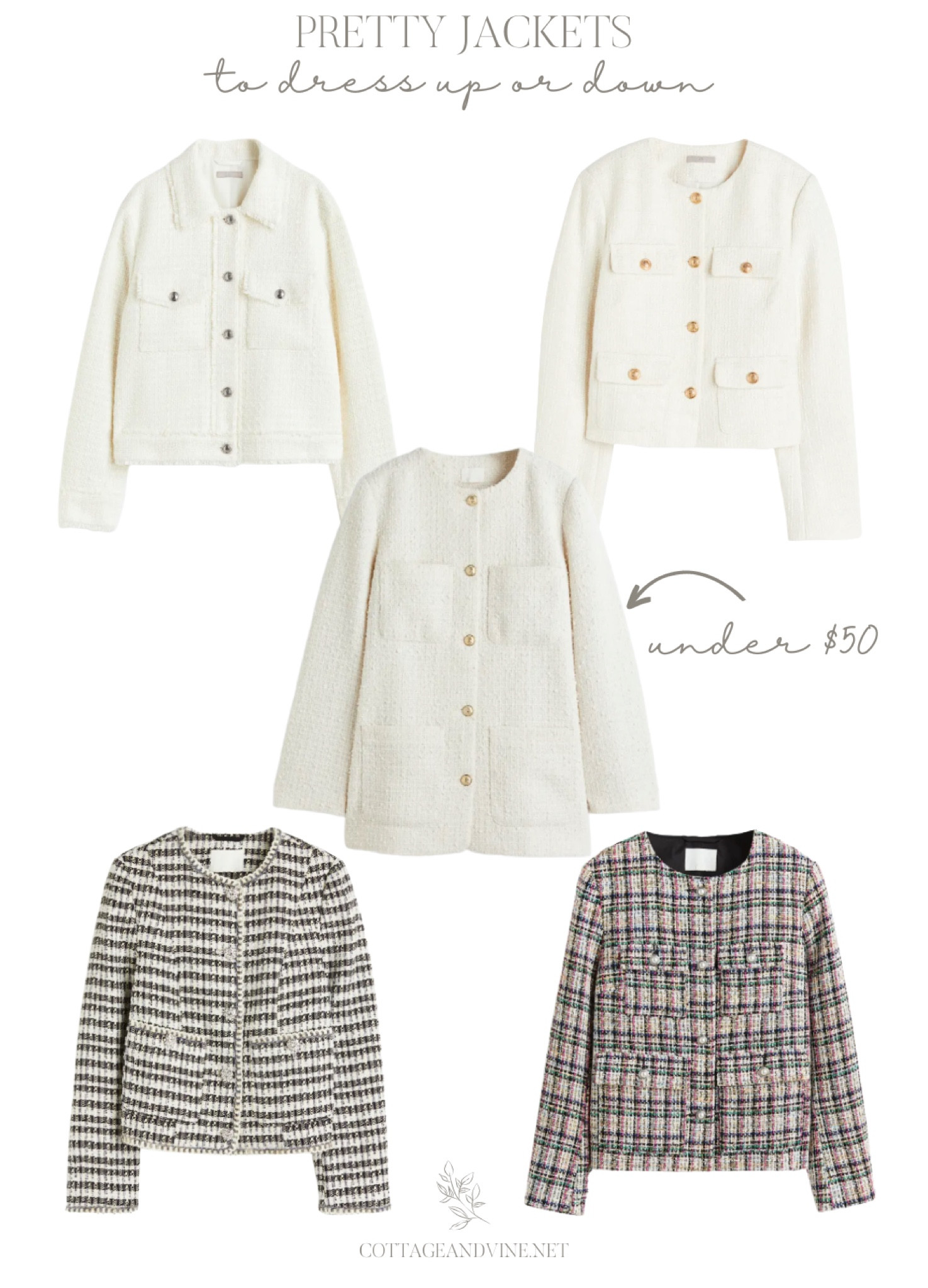 Pretty jackets for now & later.  I love an elevated everyday jacket (lady jacket) that can be dressed up or down.  All under $75.
#ladyjacket

#LTKunder100 #LTKstyletip