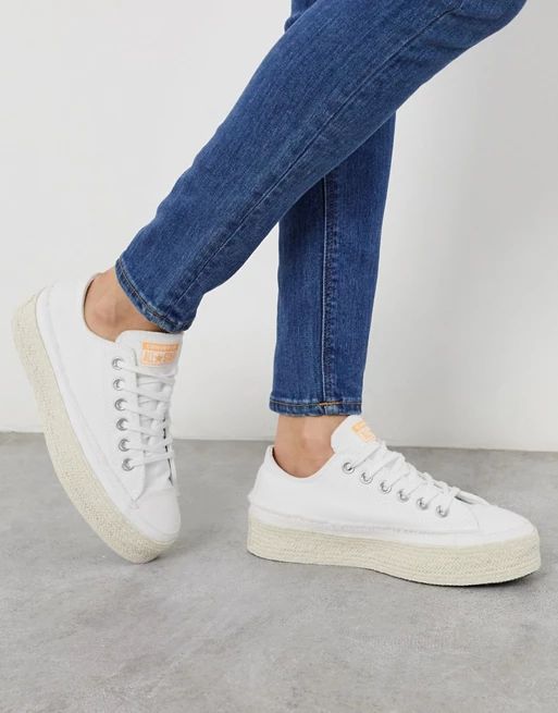 Converse chuck taylor espadrille lift platform ox white sneakers | ASOS (Global)