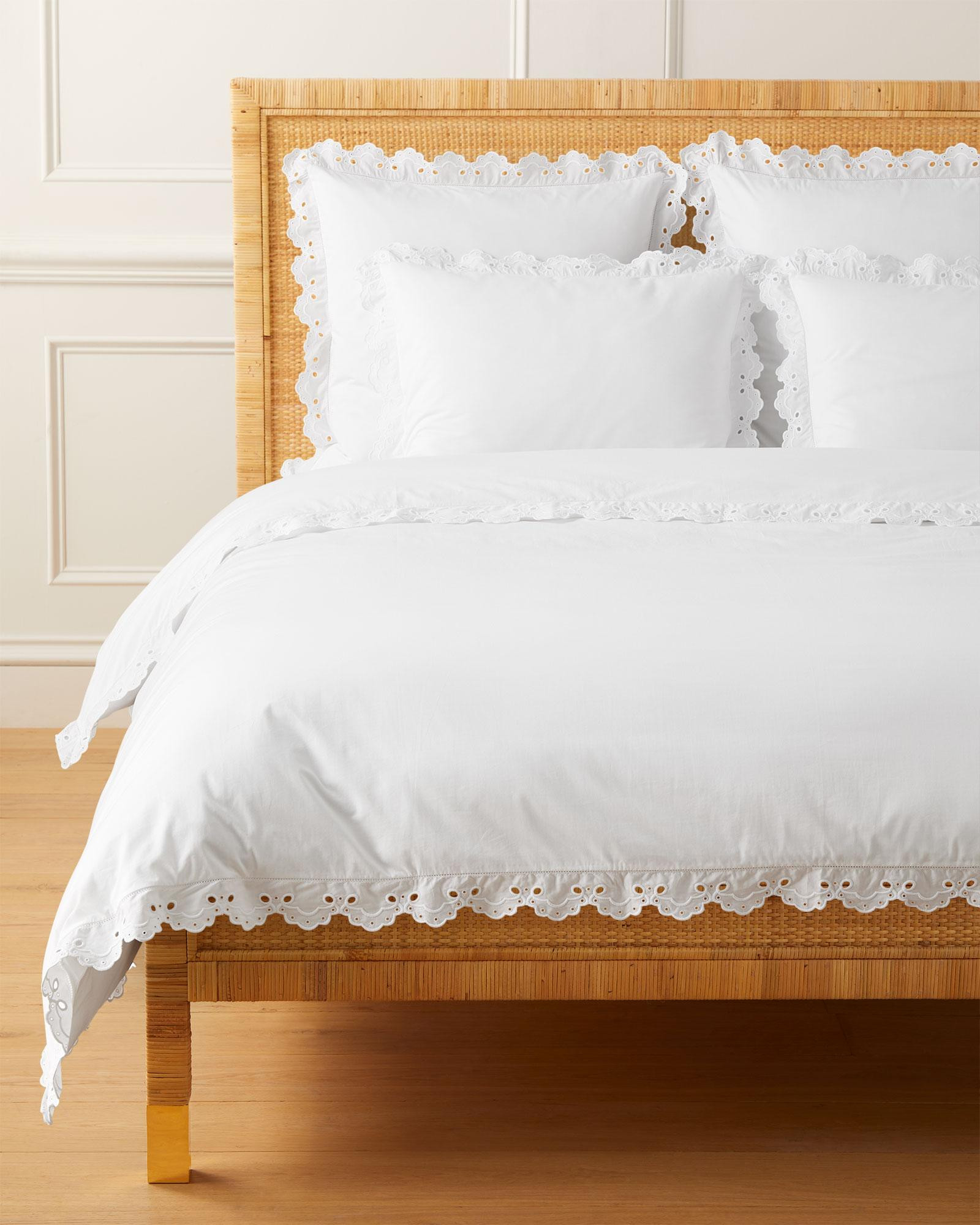 Antibes Eyelet Percale Duvet Cover | Serena and Lily