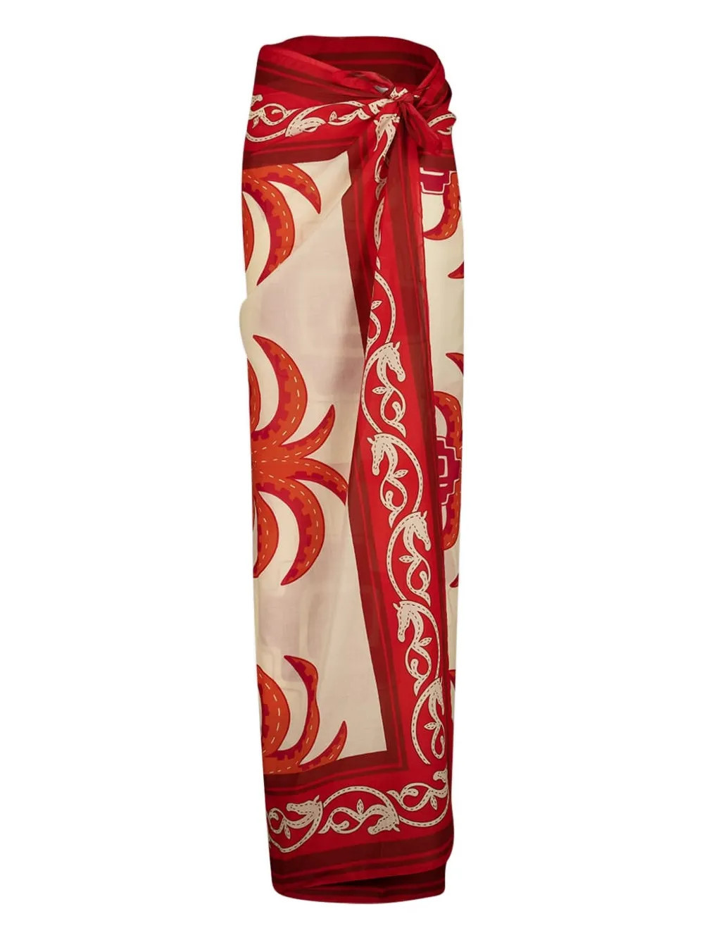 Johanna Ortiz palm-tree equestrian print sarong - Red | Farfetch Global