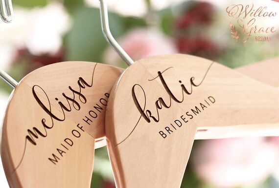 Personalized Bridesmaid Hangers - Wedding Hanger - Wooden Engraved Hanger - Bridal Dress Hanger -... | Etsy (US)