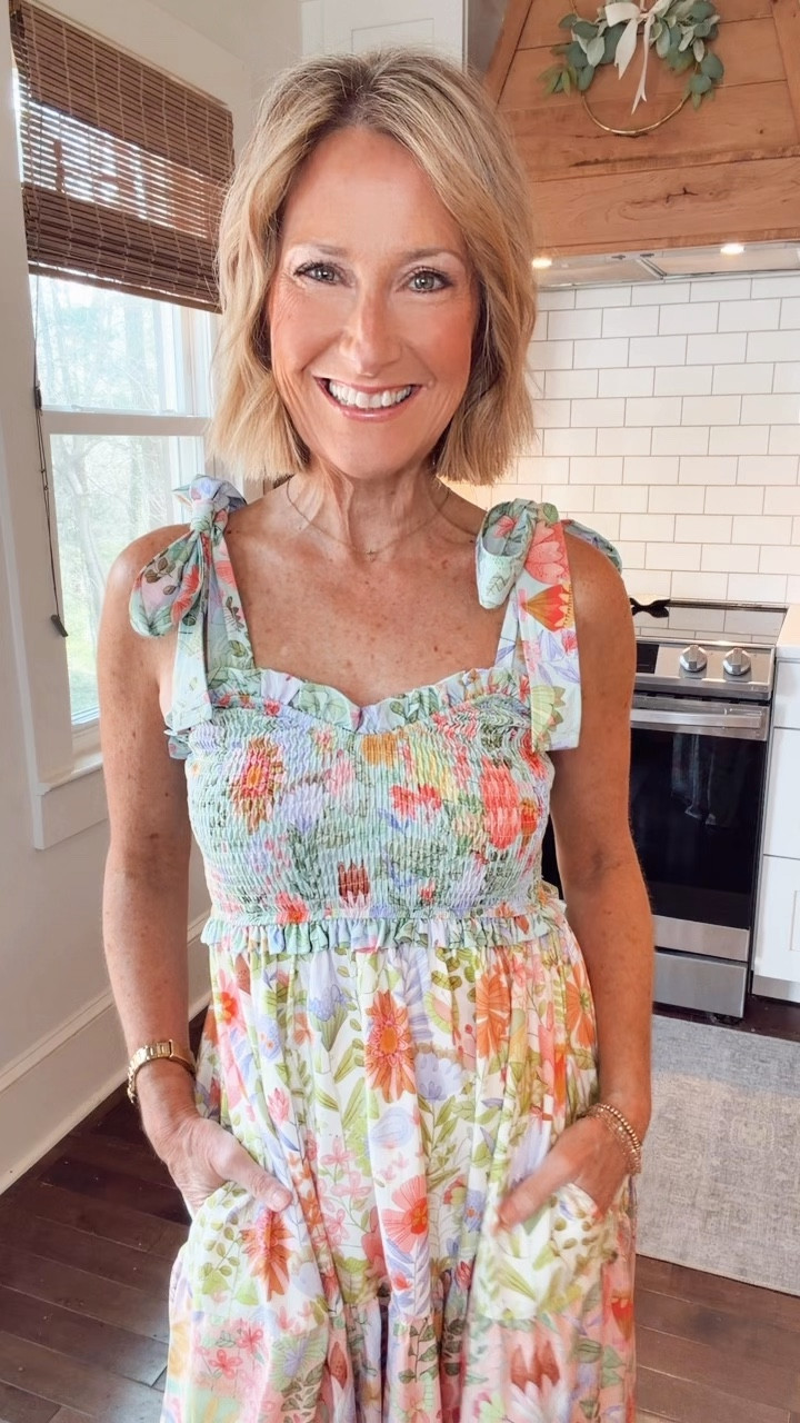 The cutest tie straps and the prettiest colors 💕 This maxi is flowy, flattering, and so easy to wear..  @Chicwish 

#LTKPetite #LTKootd #LTKOver40