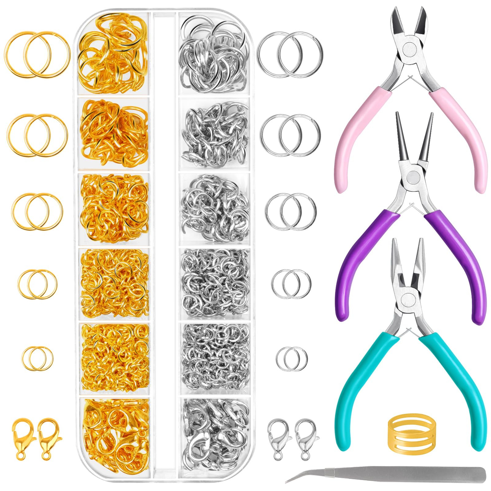 Yholin Jewelry Pliers and Jump Rings - Jewelry Making & Repair Kit for Bracelets, Necklaces, Wire... | Amazon (US)