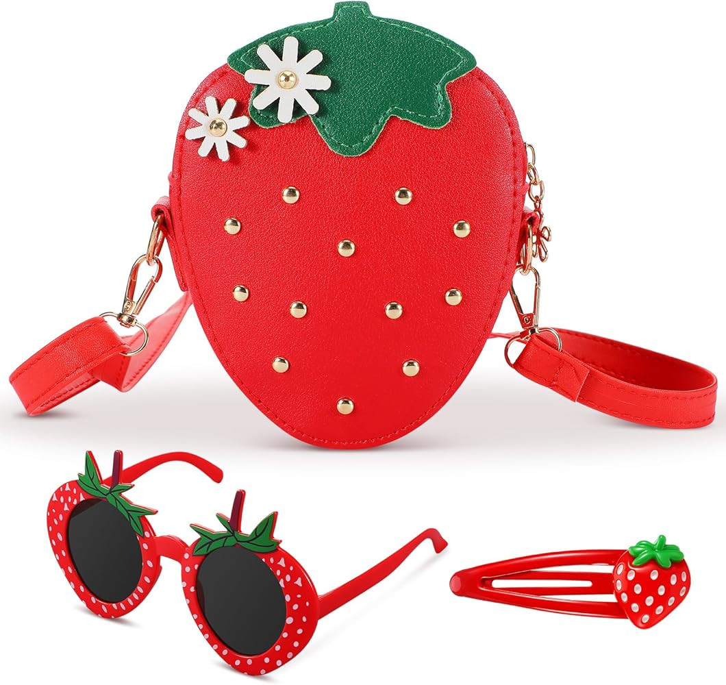 Halfchet 3 Pcs Strawberry Purse for Girls Strawberry Accessories Set Included Fruit Shaped with R... | Amazon (US)