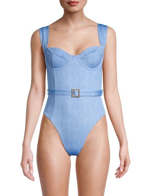 WeWoreWhat Vintage Danielle Belted One-Piece Swimsuit on SALE | Saks OFF 5TH | Saks Fifth Avenue OFF 5TH