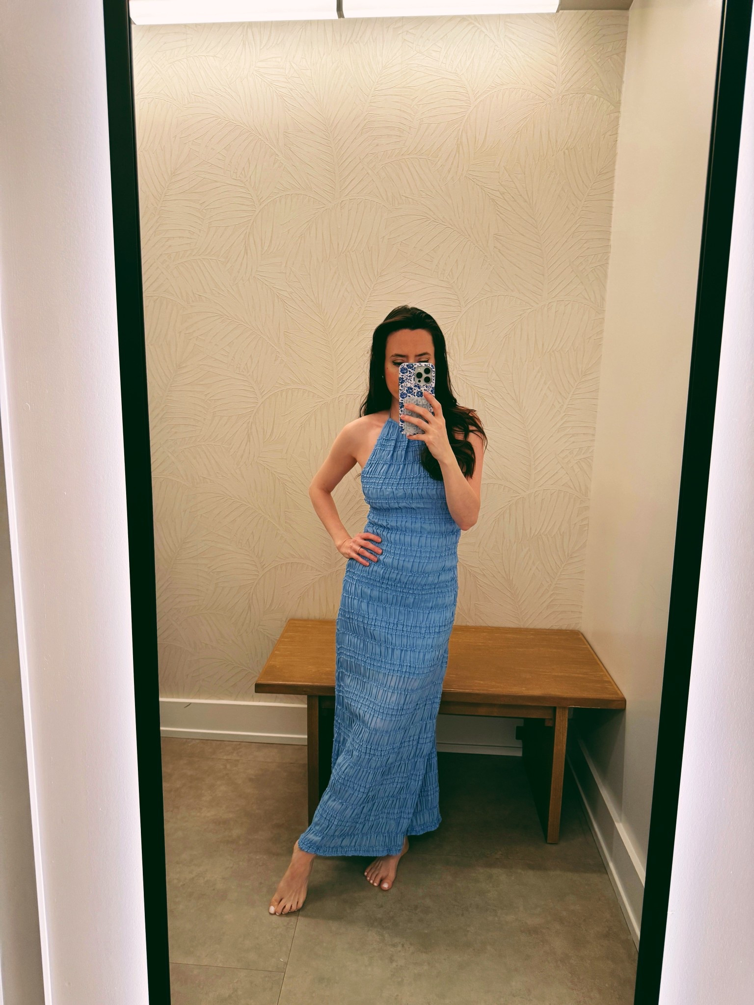 Blue halter dress for a wedding guest, I’m 5’3 wearing xs

#LTKWedding #LTKPetite