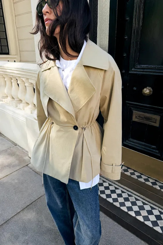 DOUBLE-BREASTED DRAWSTRING TRENCH JACKET | Zara US
