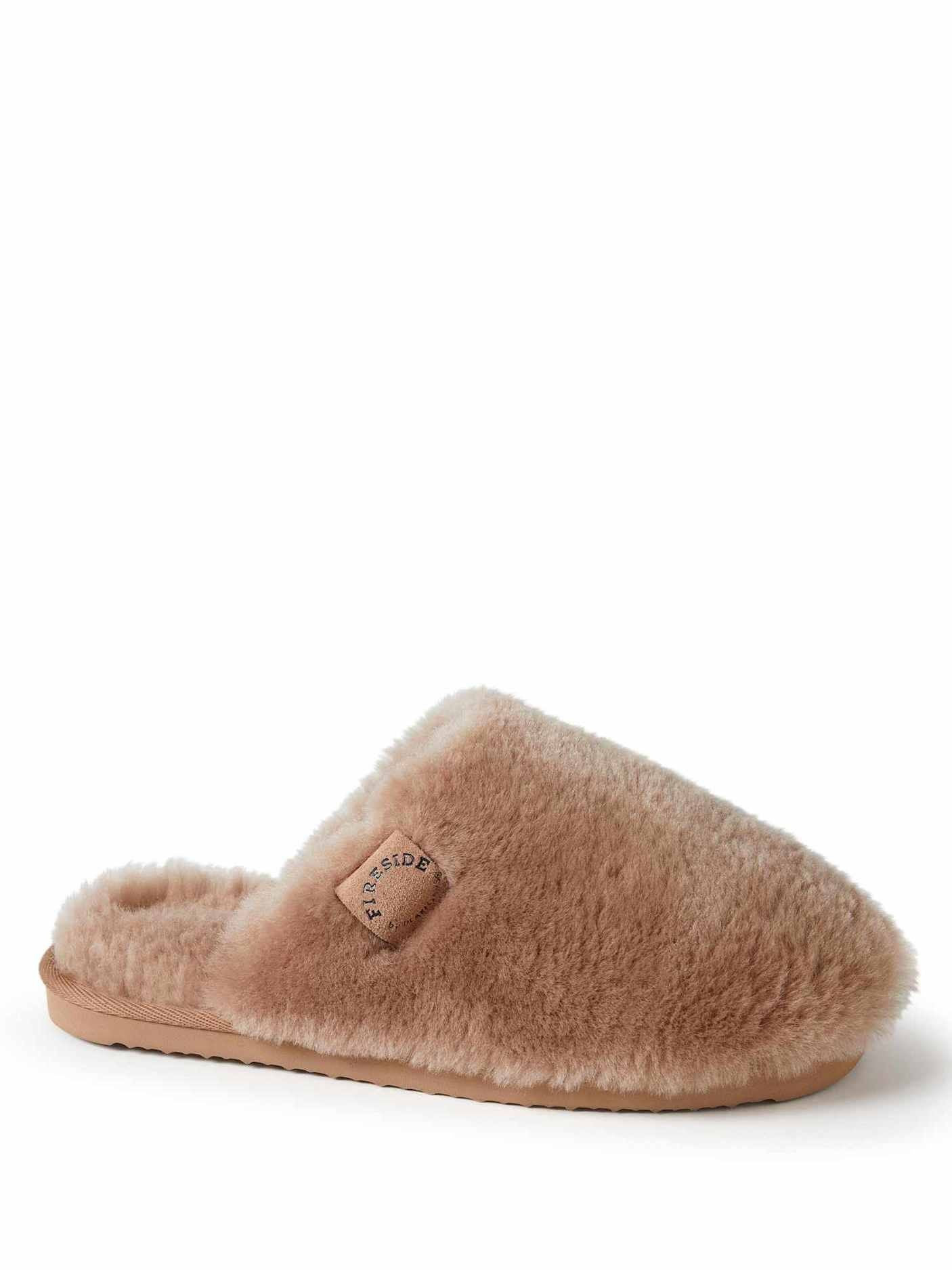 Fireside By Dearfoams Women's Shelly Beach Genuine Shearling Fuzzy Scuff Slipper | Shop Simon
