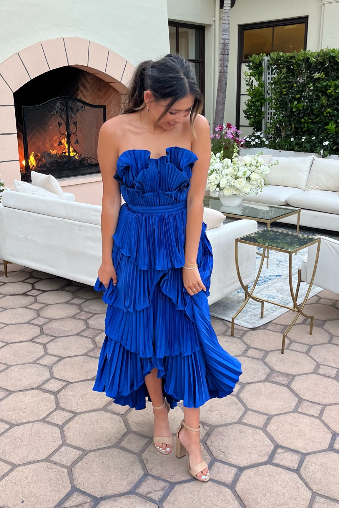 royal blue pleated dress Royal Grace Pleated Midi Dress M main image 0