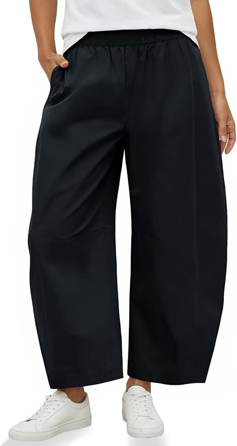 Fisoew Womens Wide Leg Barrel Pants Summer High Waisted Harem Pants Casual Cotton Baggy Trousers ... | Amazon (US)