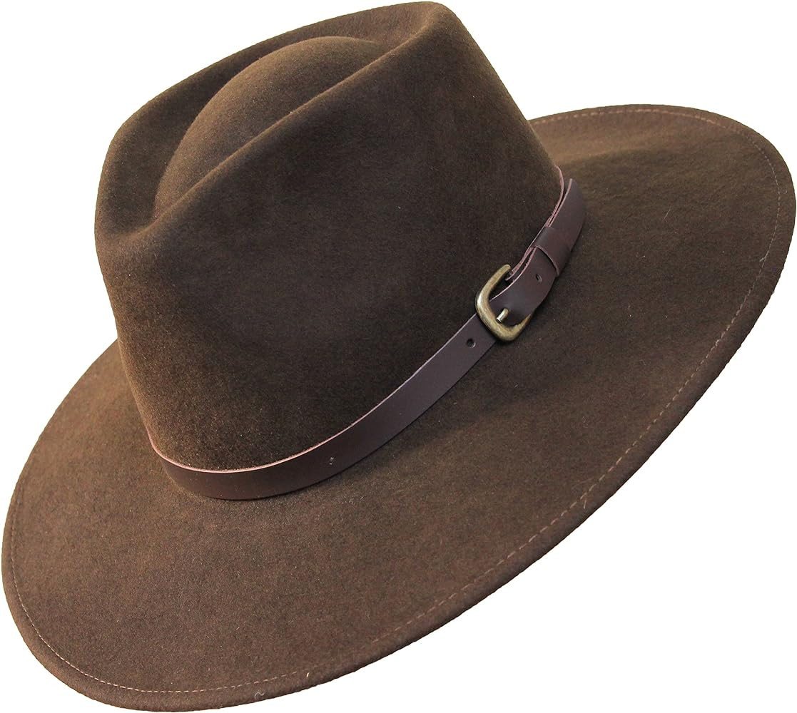 B&S Premium Lewis - Wide Brim Fedora Hat - 100% Wool Felt - Water Resistant - Leather Band | Amazon (US)